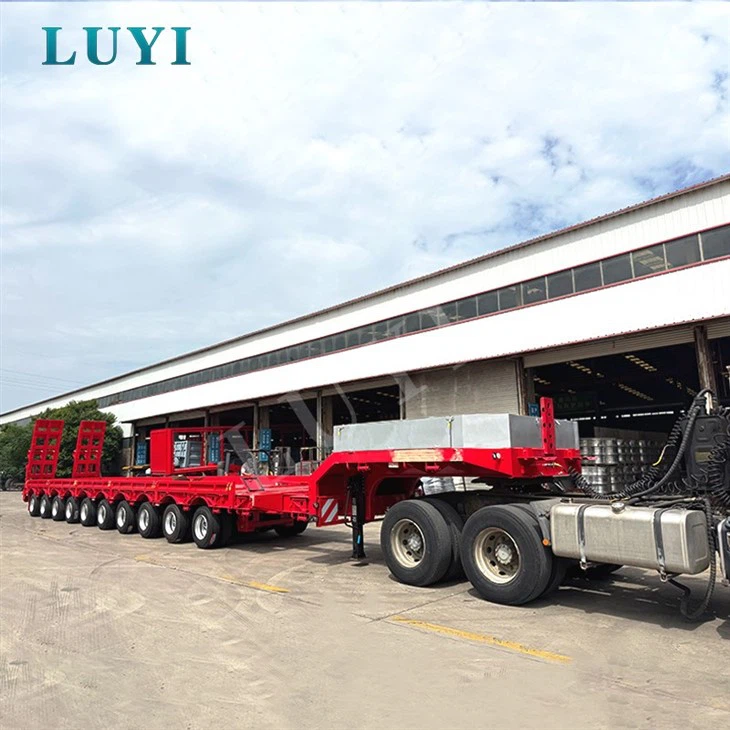 10 Axles Low Bed Trailer With Ramp factory