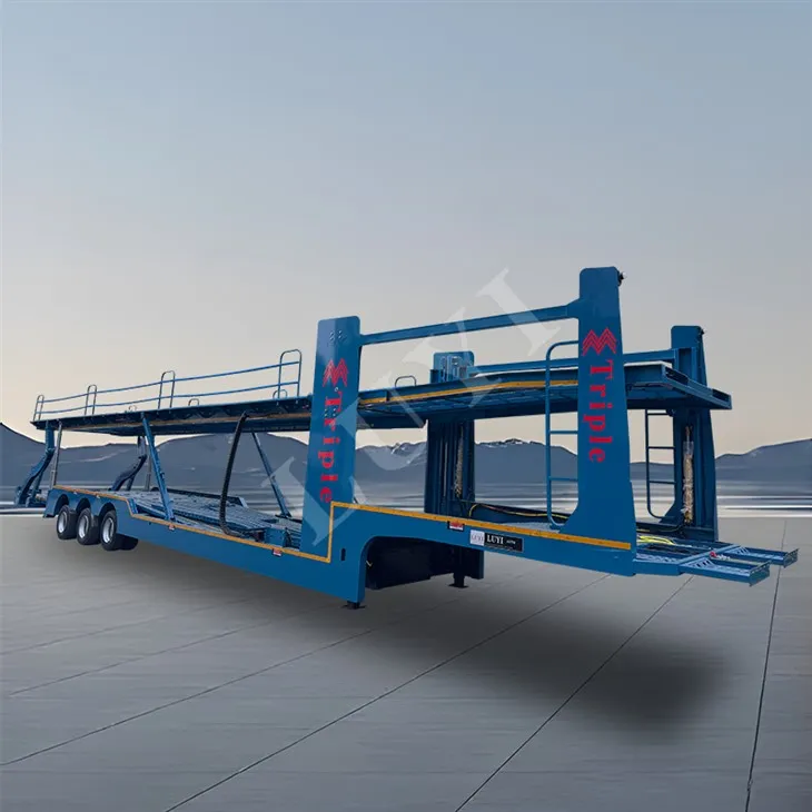 Semi-remorque de transport automobile à double pour deux plats d'essieu 40 pieds