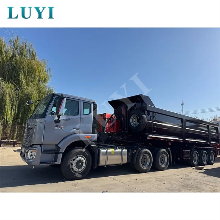 Semi-remorque à benne basculante hydraulique de type U à 3-essieux-arrière-