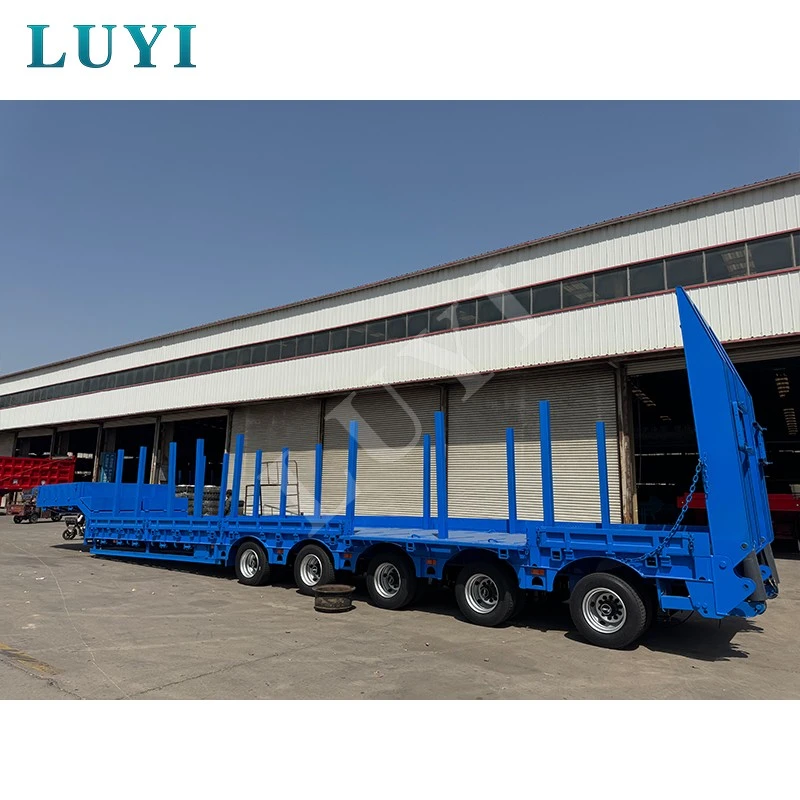 5-axle 60-ton Heavy-duty Low-bed Truck, Retractable Low-bed Semi-trailer factory 5-axle 60-ton Heavy-duty Low-bed Truck, Retractable Low-bed Semi-trailer factory