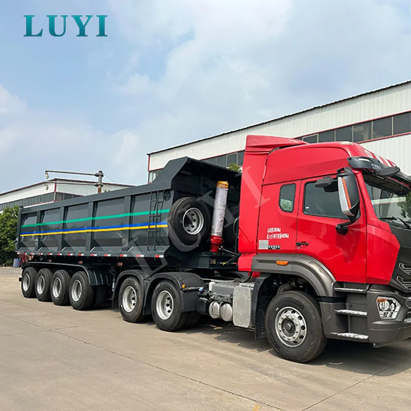 Semi-remorque hydraulique à déchargement arrière de type U-tout neuf à 4-essieux 100-tonnes,