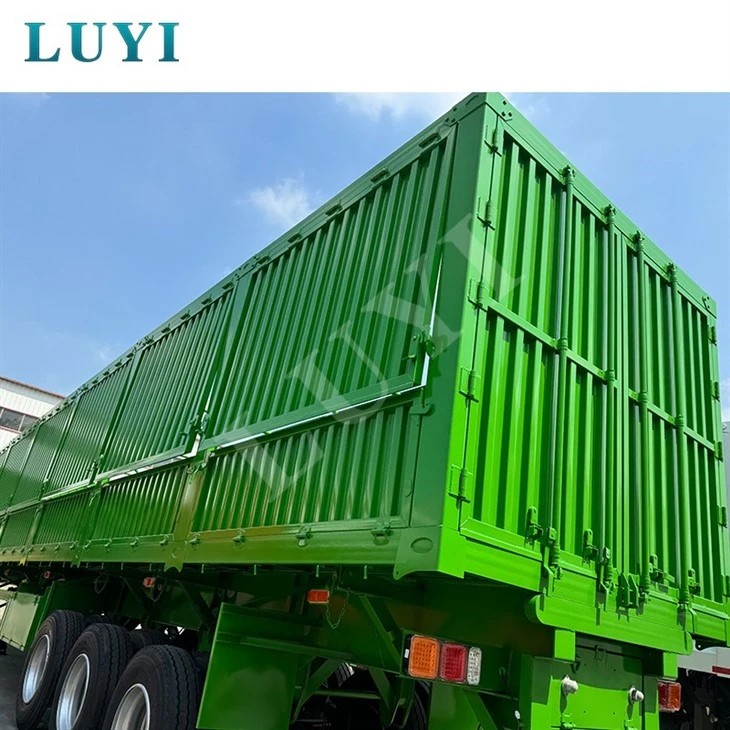 Heavy Duty 3 Axle Container Cargo Box Truck Trailer Side Tipper Trailer Large Volume Box Trailer