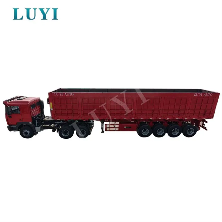 Semi-remorque à benne latérale rouge haute résistance