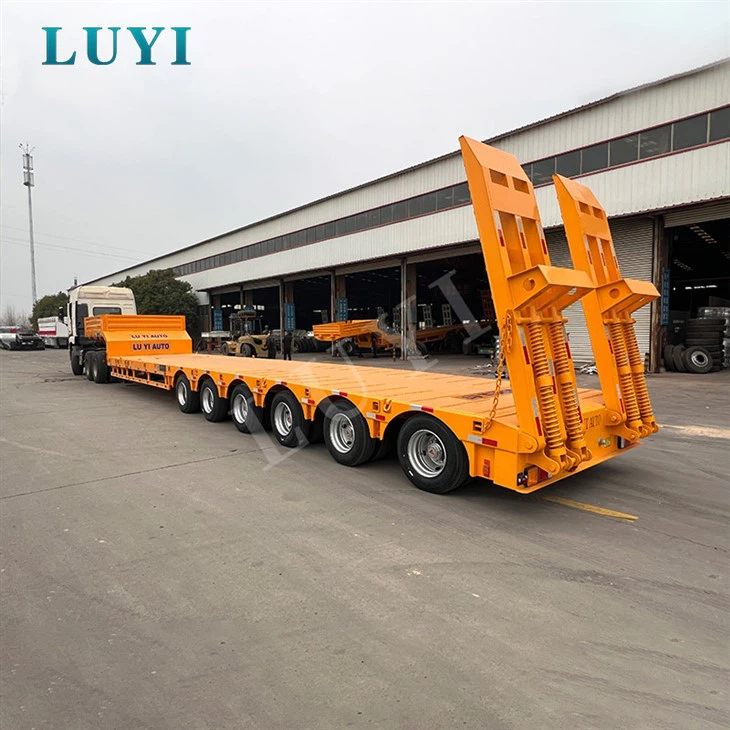 Remorque robuste à plate-forme basse extensible à 6 essieux