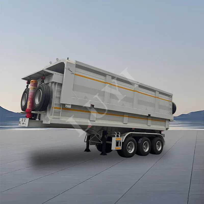 Trois - essieu 60 - 80 tonne à l'arrière - Décharge de basculement Semi-Trailer