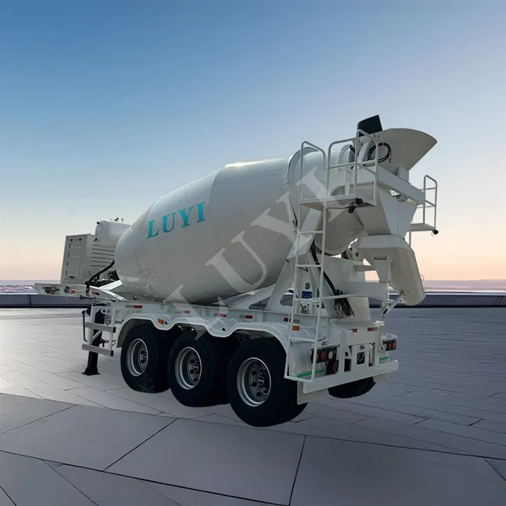 Semi-remorque bétonnière à trois -essieux-d'une capacité de 12 mètres cubes